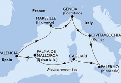 MSC-8days Midderance -Routing - MSC Seaview